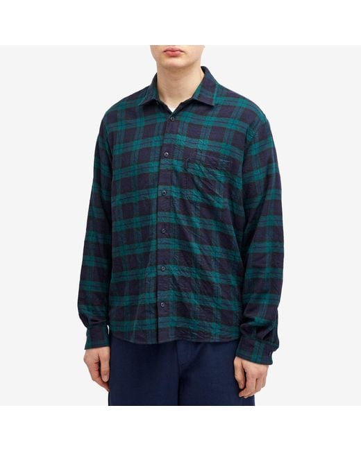 YMC Blue Curtis Check Shirt for men