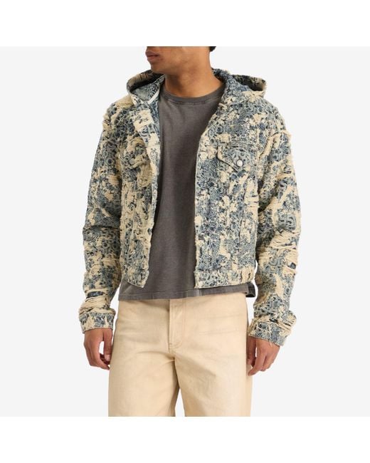 Acne Multicolor Distressed Monogram Hooded Jacket for men
