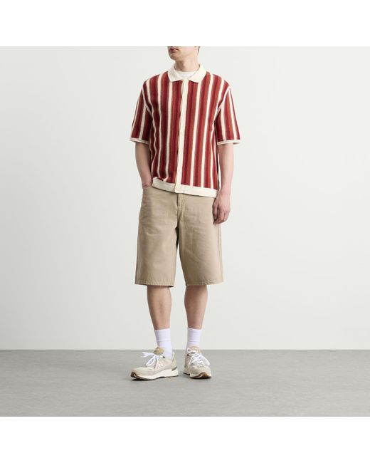 Wax London Red Porto Knit Stripe Shirt for men