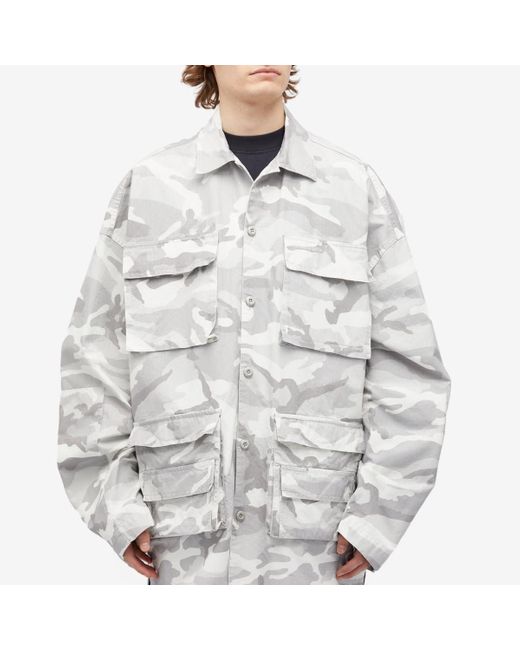 Balenciaga Gray Camo Cargo Shirt Jacket for men