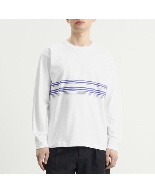 Norse Projects White Loften Nautical Stripe Long Sleeve T-Shirt for men