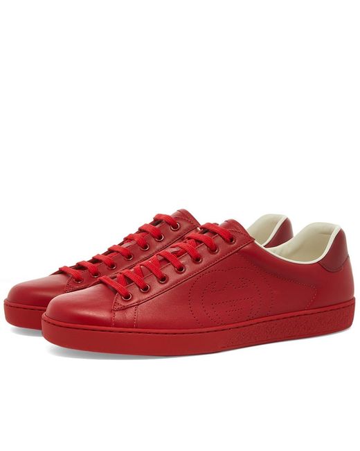 Gucci Red Ace Sneaker With InterlockingG for men