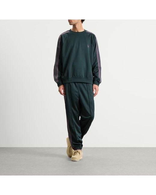 Needles Green Poly Smooth Zipped Track Pants for men