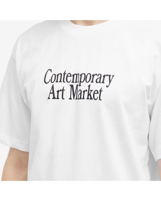 Market White Smiley Contemporary Art T-Shirt for men