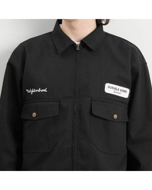 Neighborhood Black Zip Work Jacket for men