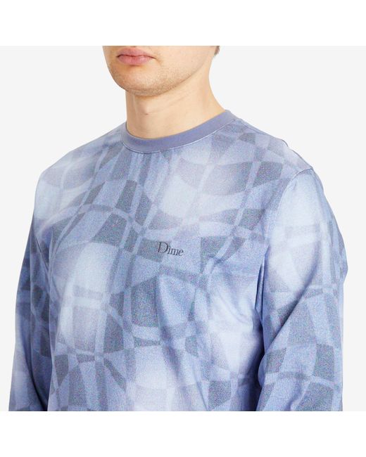 Dime Blue Abstract Long Sleeve T-Shirt for men
