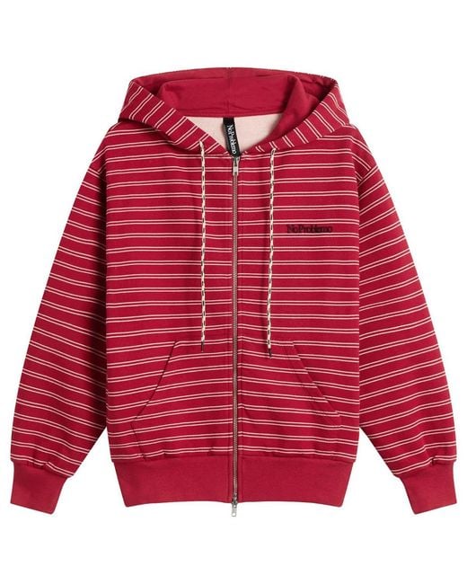 No Problemo Red Mini Problemo Stripe Zip Hoodie