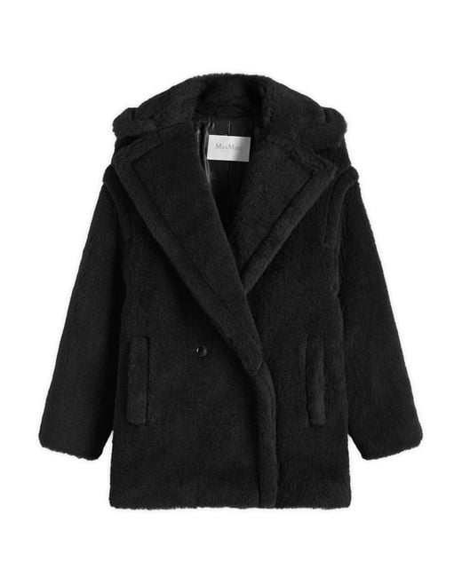 Max Mara Black Fuxia Oversized Fluffy Coat
