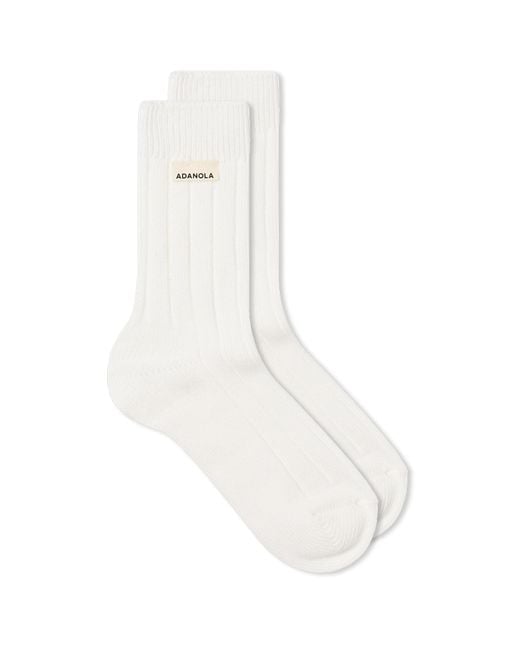 ADANOLA White Chunky Cotton Rib Socks