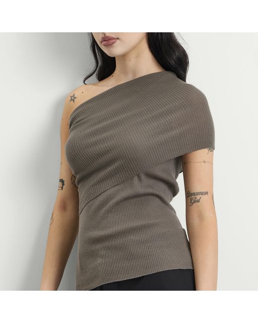 Rick Owens Gray Athena One Shoulder Top
