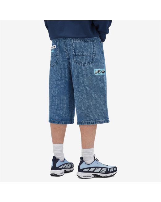 Aape By A Bathing Ape Blue Aape Jacquard Denim Shorts for men