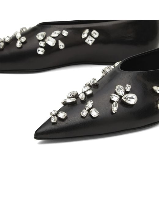 Jil Sander Black Embellished Ballerina