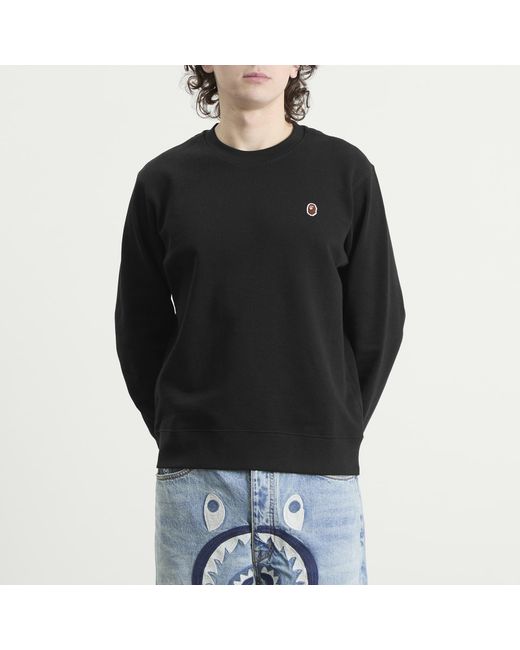 A Bathing Ape Black One Point Crew Neck Sweatshirt for men
