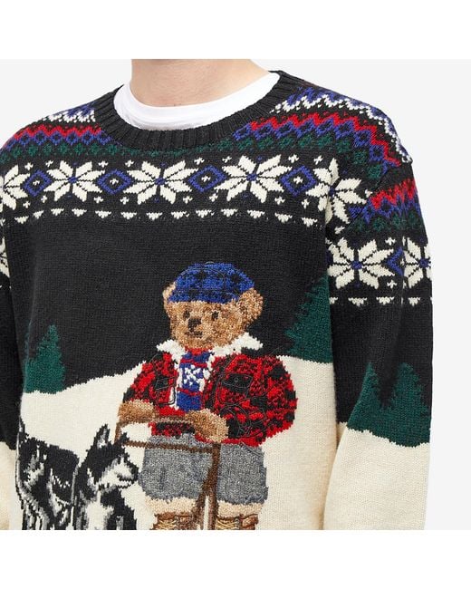 Polo Ralph Lauren Dog Sled Bear Crew Knit in Black for Men Lyst