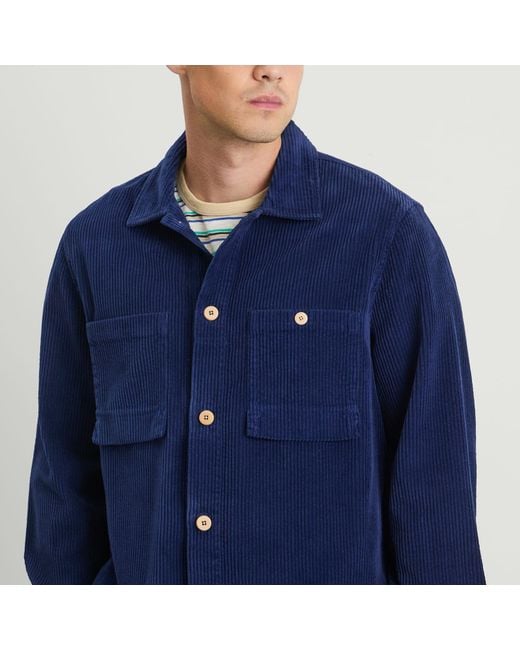 Folk Blue Patch Overshirt for men