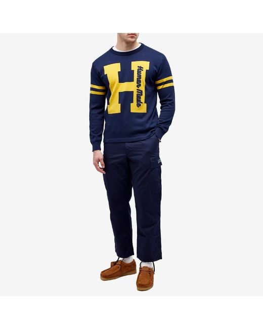 Human Made Blue H Knitted Sweat for men