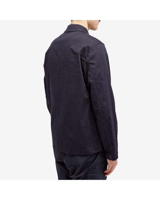 Stone Island Blue Stretch Cotton Double Pocket Shirt Jacket for men