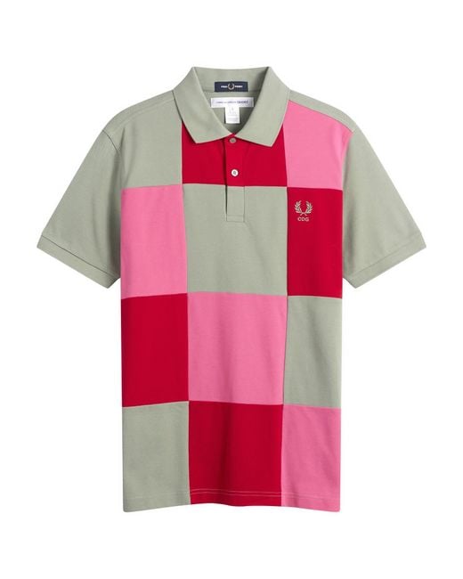 Comme des Garçons Pink X Fred Perry Patchwork Polo for men