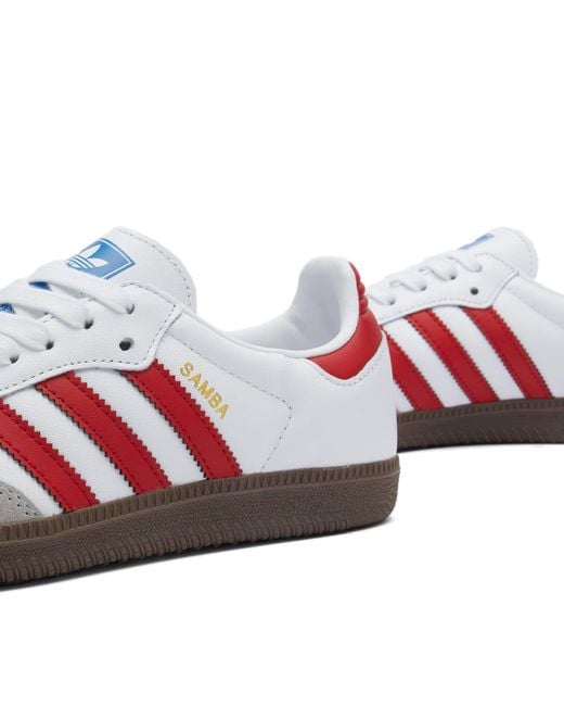 Adidas White And Better Scarlet Samba Og Trainers