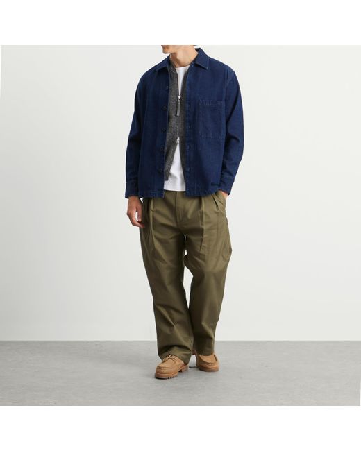 Universal Works Blue Denim Fatigue Overshirt for men