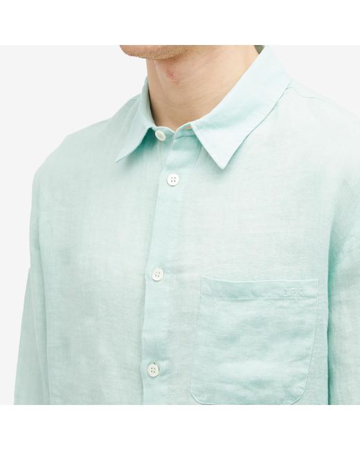 A.P.C. Green Cassel Linen Shirt for men
