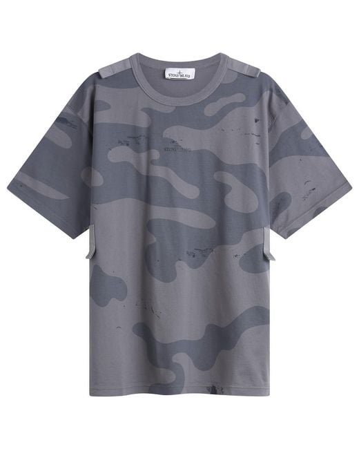 Stone Island Gray Camouflage T-Shirt for men