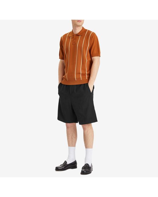 Percival Brown Micro Cable Knitted Polo for men