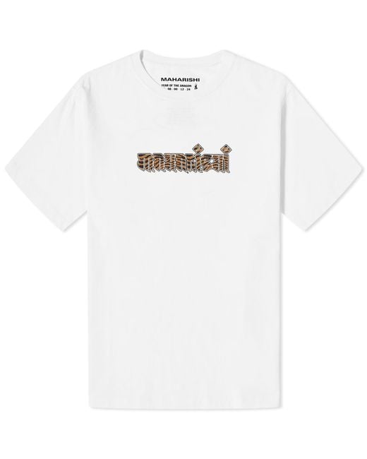 Maharishi White Tiger Fur Calligraphy T-Shirt for men