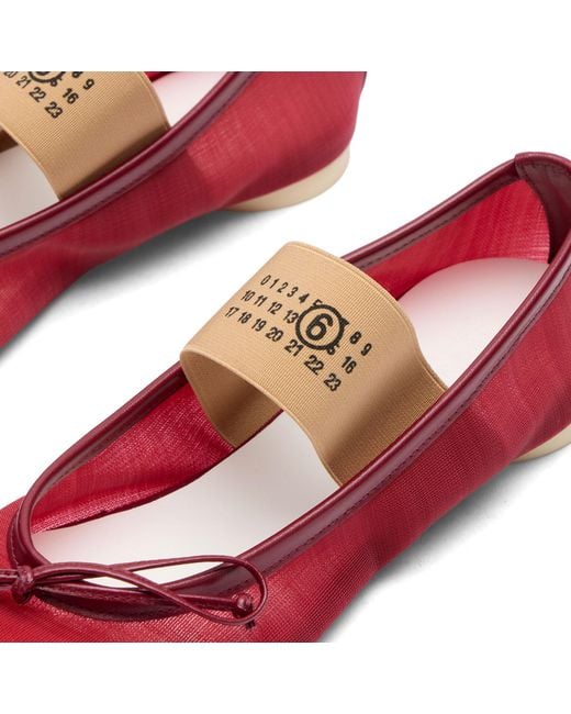 Maison Margiela Red Mm6 Mesh Moulded Toe Ballet Shoes