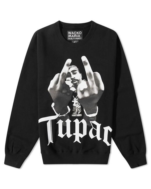 Wacko Maria Tupac Heavyweight Type 1 Crew Sweat in Black for Men