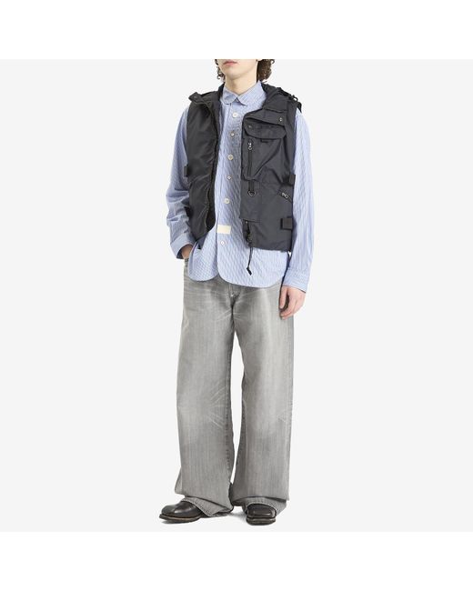 Junya Watanabe Gray X C.P Company Nylon Laminated Smock Vest for men