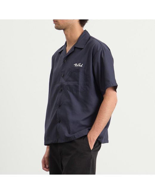 Neighborhood Blue Solid Hawaiian Shirt for men