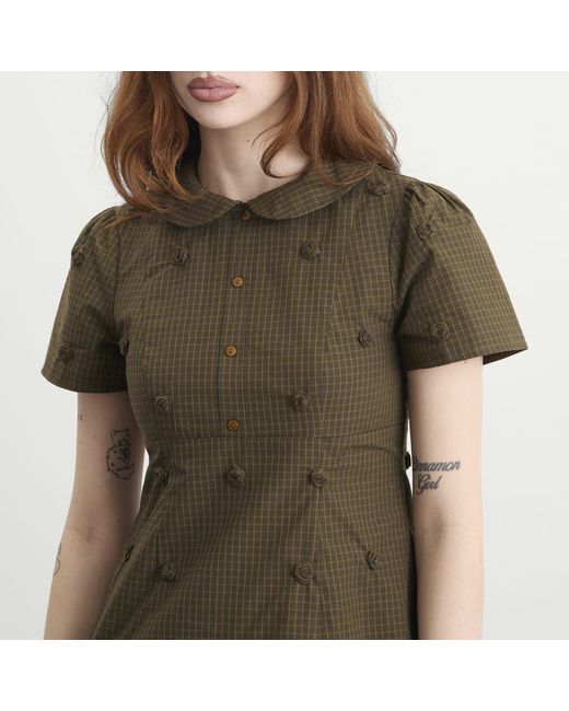My Mum Made It Green Rosette Check Mini Dress