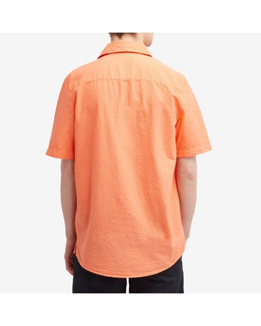 Armor Lux Orange Seersucker Vacation Shirt for men