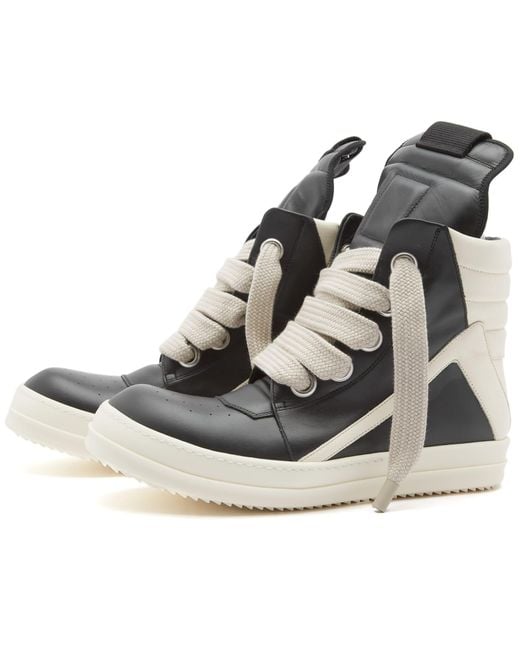 Rick Owens Metallic Wide Lace Geobasket Sneakers for men