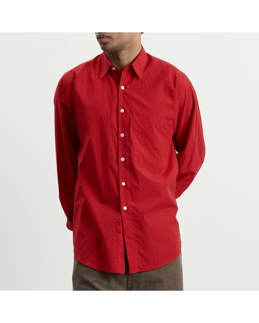 Auralee Red Cotton Lawn Shirt for men