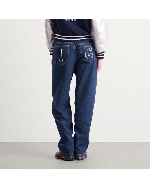 ICECREAM Blue Applique Running Dog Denim Pants