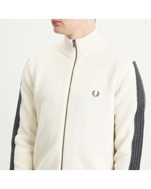 Fred Perry Natural Ribbed Zip Knit Cardigan for men