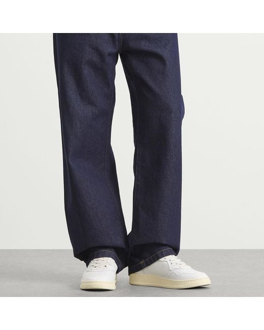 Autry White Medalist Leather Suede Sneakers for men