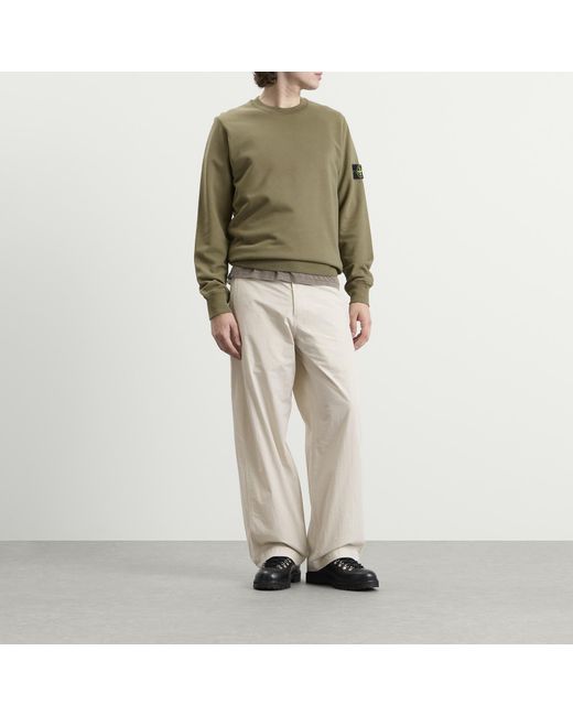 Stone Island Green Organic Cotton Fleece Sweatshirt for men