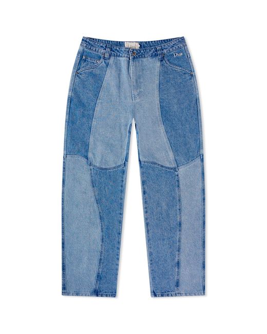 Dime Blue Blocked Relaxed Denim Pant for men