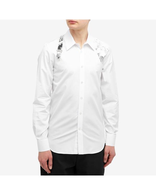 Alexander McQueen White Printed Harness Shirt for men