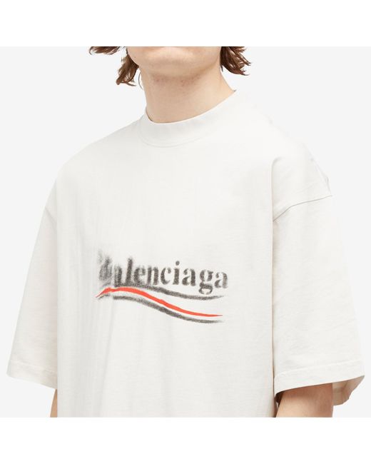 Balenciaga White Political Campaign Stencil T-Shirt for men