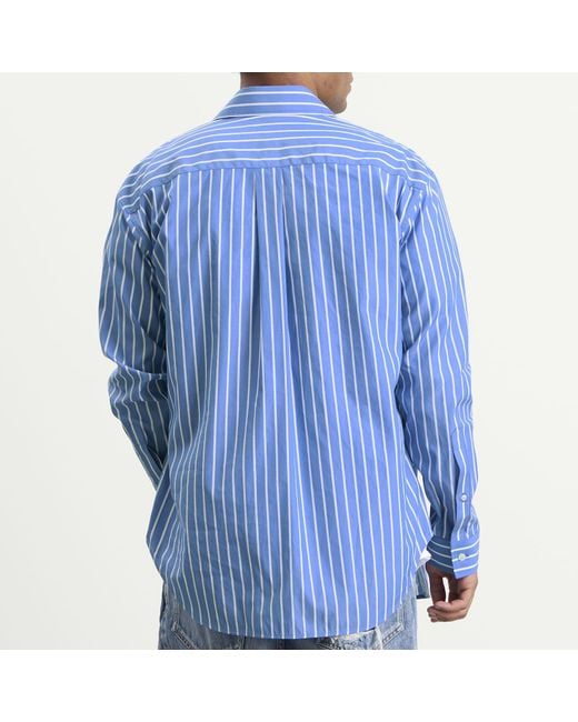 Balenciaga Blue Stripe Regular Fit Shirt for men