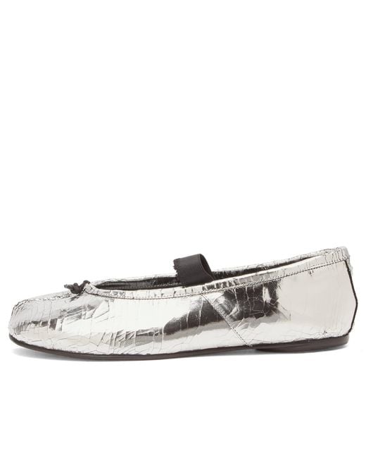 Maison Margiela White Metallic Crackle Tabi Ballet Shoe