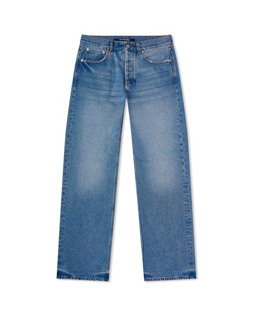Jacquemus Blue Droit Large Tab Denim Jeans for men