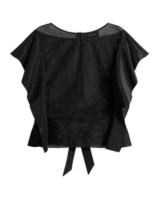 Simone Rocha Black Boxy Sheer Panel Top