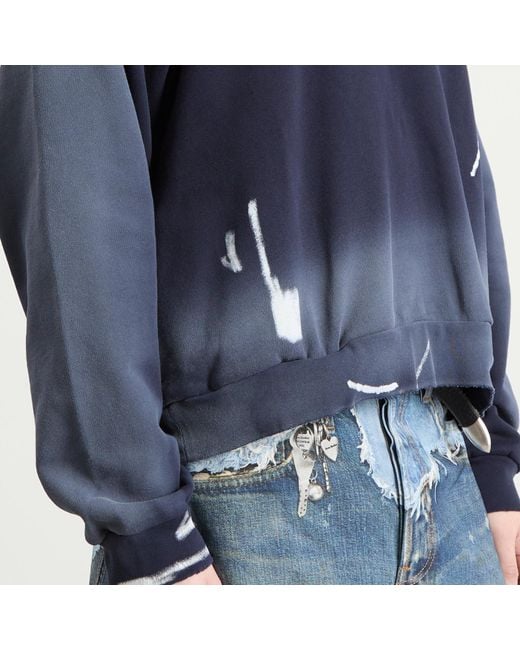 Acne Blue Bow Spray Print Hoodie for men