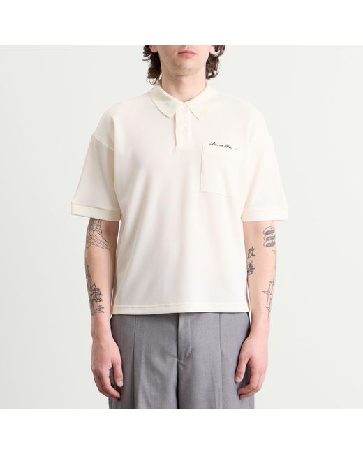 About Blank White Script Polo for men