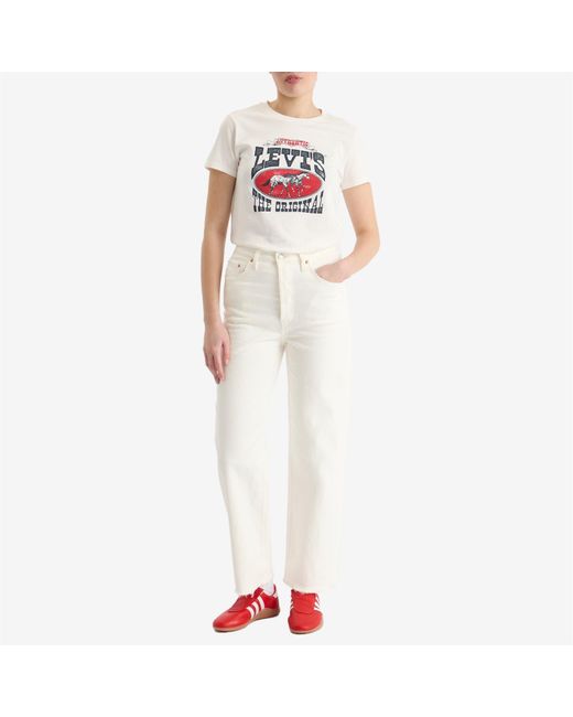 Levi's White Levis Ribcage Straight Jeans